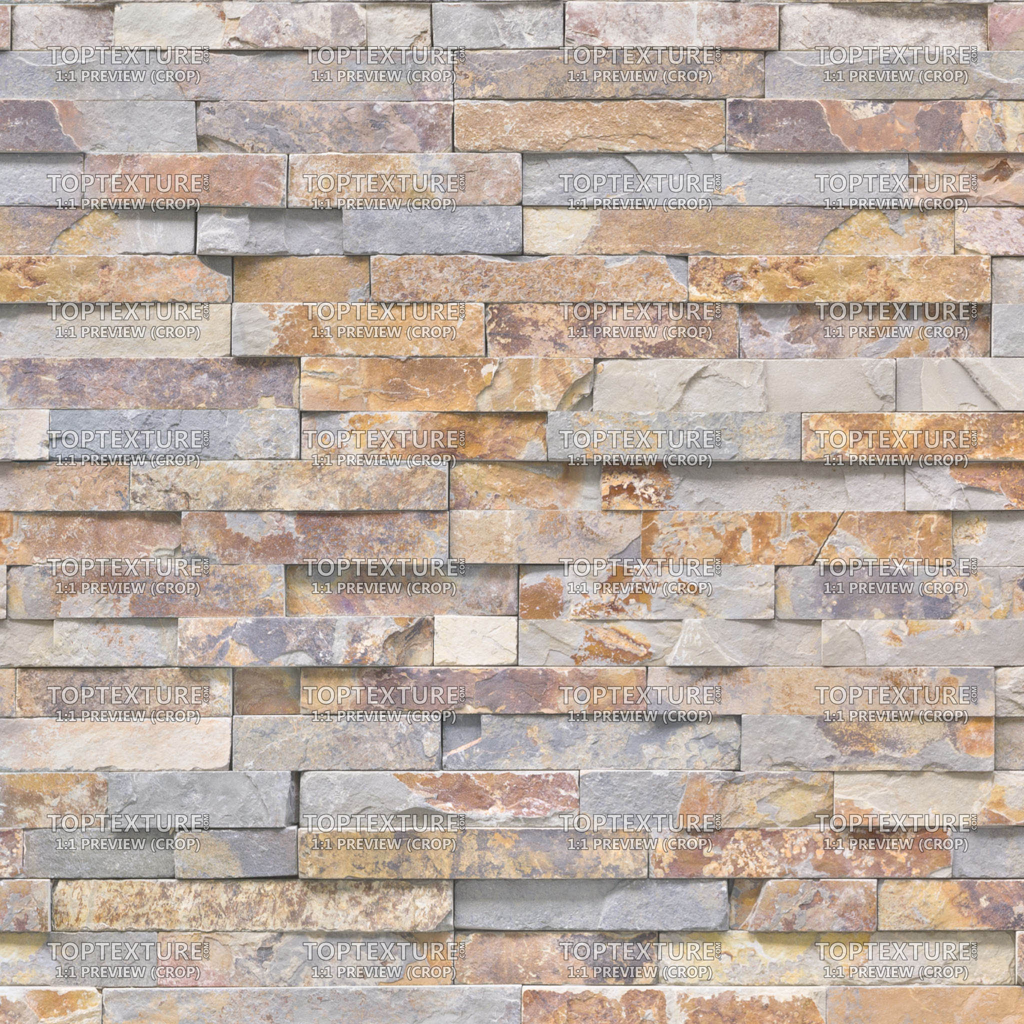 Brown-Grey Wall Stone Cladding - 100% zoom