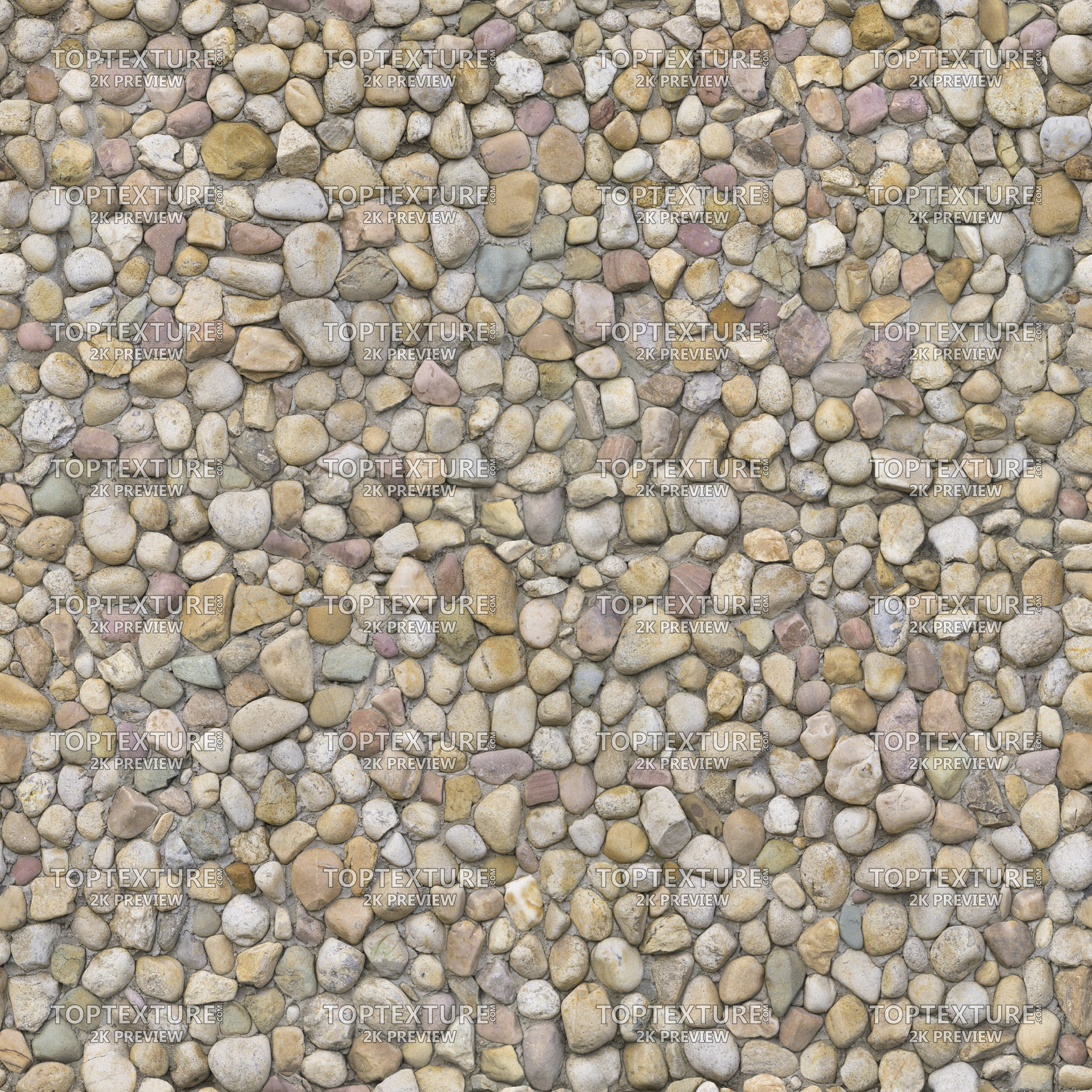 Multicolored Cobblestone Wall Small Stones - 2K preview