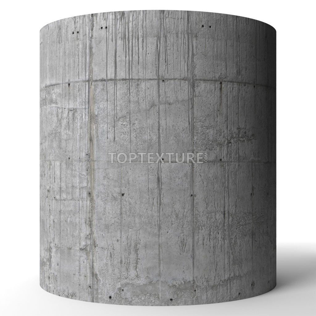 Concrete Wall Slab with Cement Grunge Leaks - Render preview