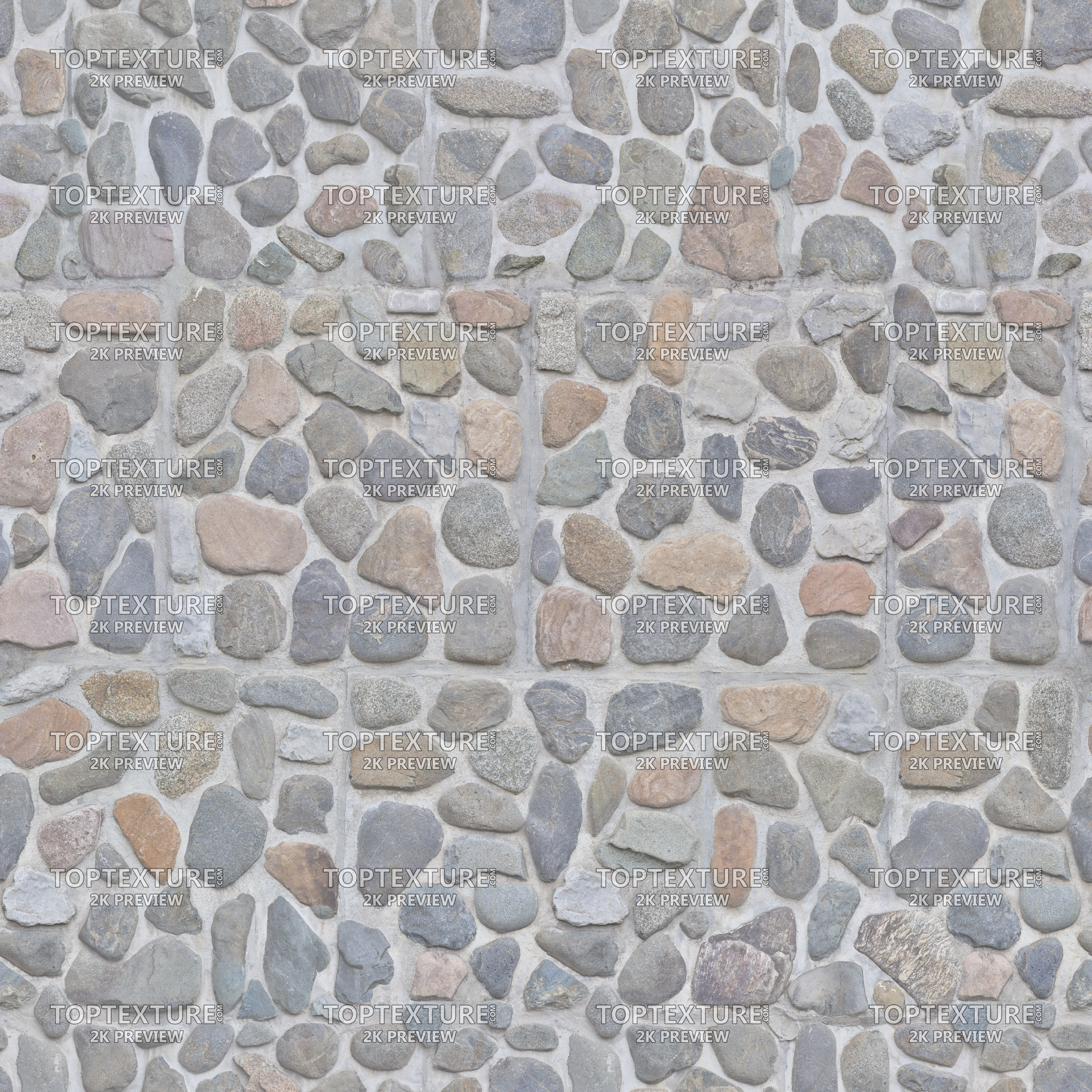 Wall of Different Cobble Stones  - 2K preview