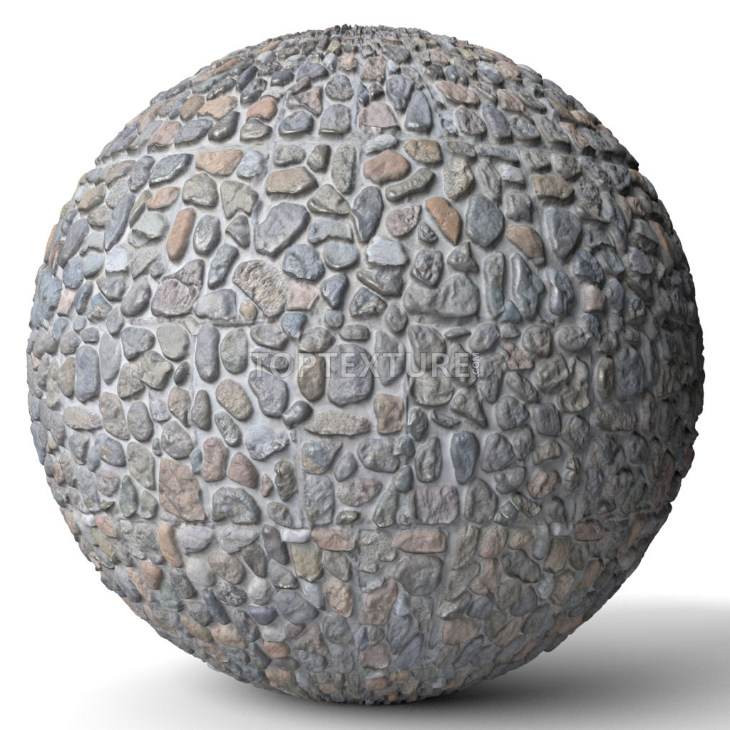 Wall of Different Cobble Stones  - Render preview