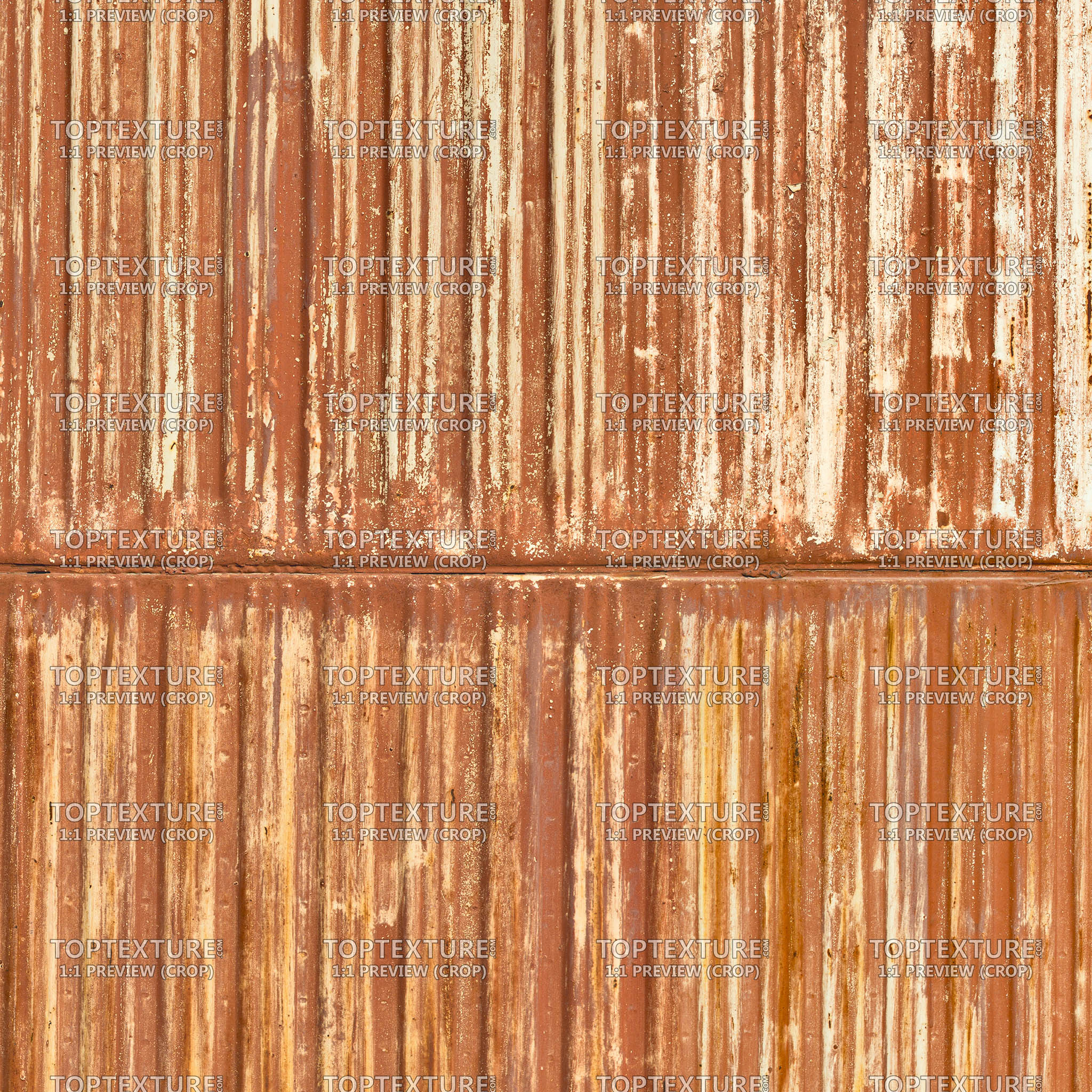 Old Corrugated Red Metal Plates - 100% zoom