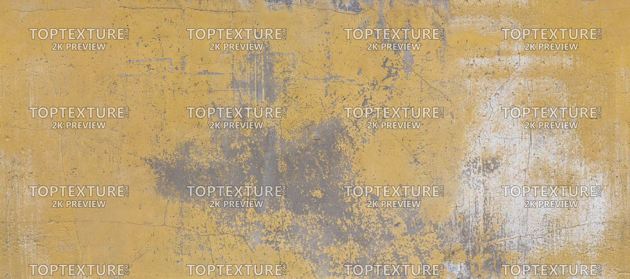Worn Yellow Painted Concrete Wall - 2K preview