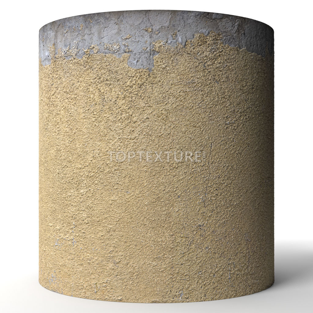 Peeled Top Yellow Plaster Wall - Render preview