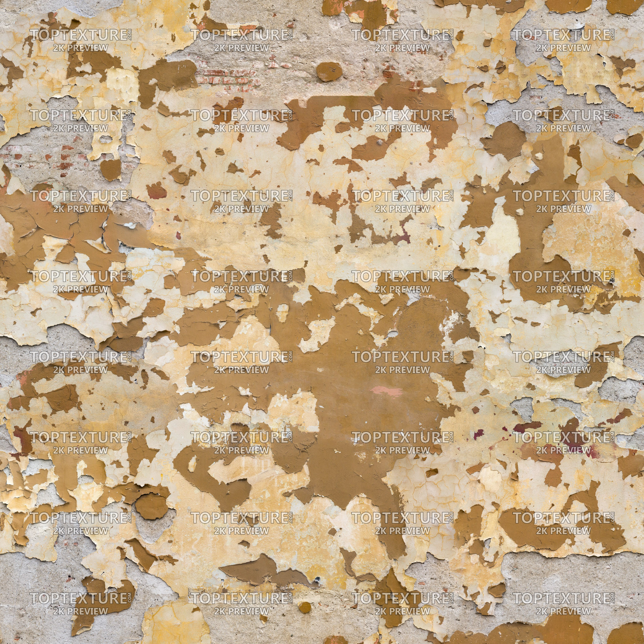 Mixed Yellow Brown Peeling Plaster Wall - 2K preview
