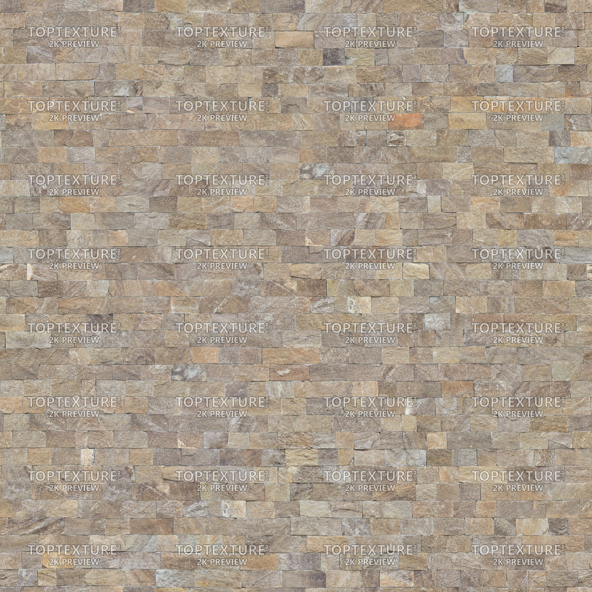 Brown Rectangular Stone Tiles Wall - 2K preview
