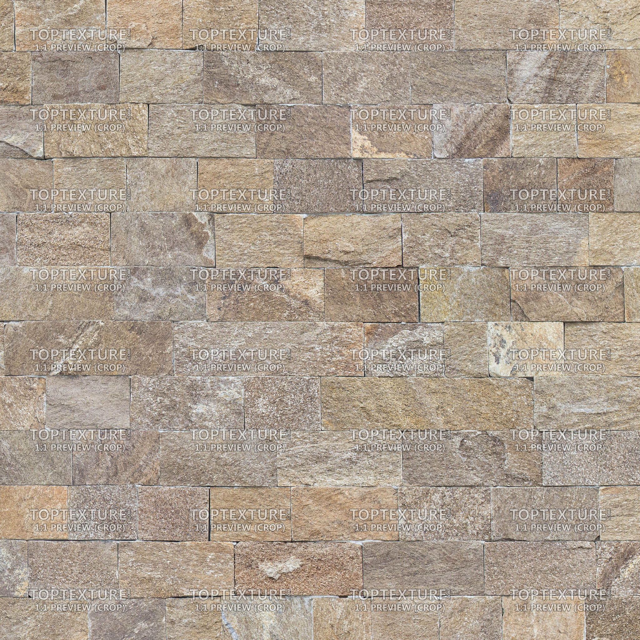 Brown Rectangular Stone Tiles Wall - Top Texture