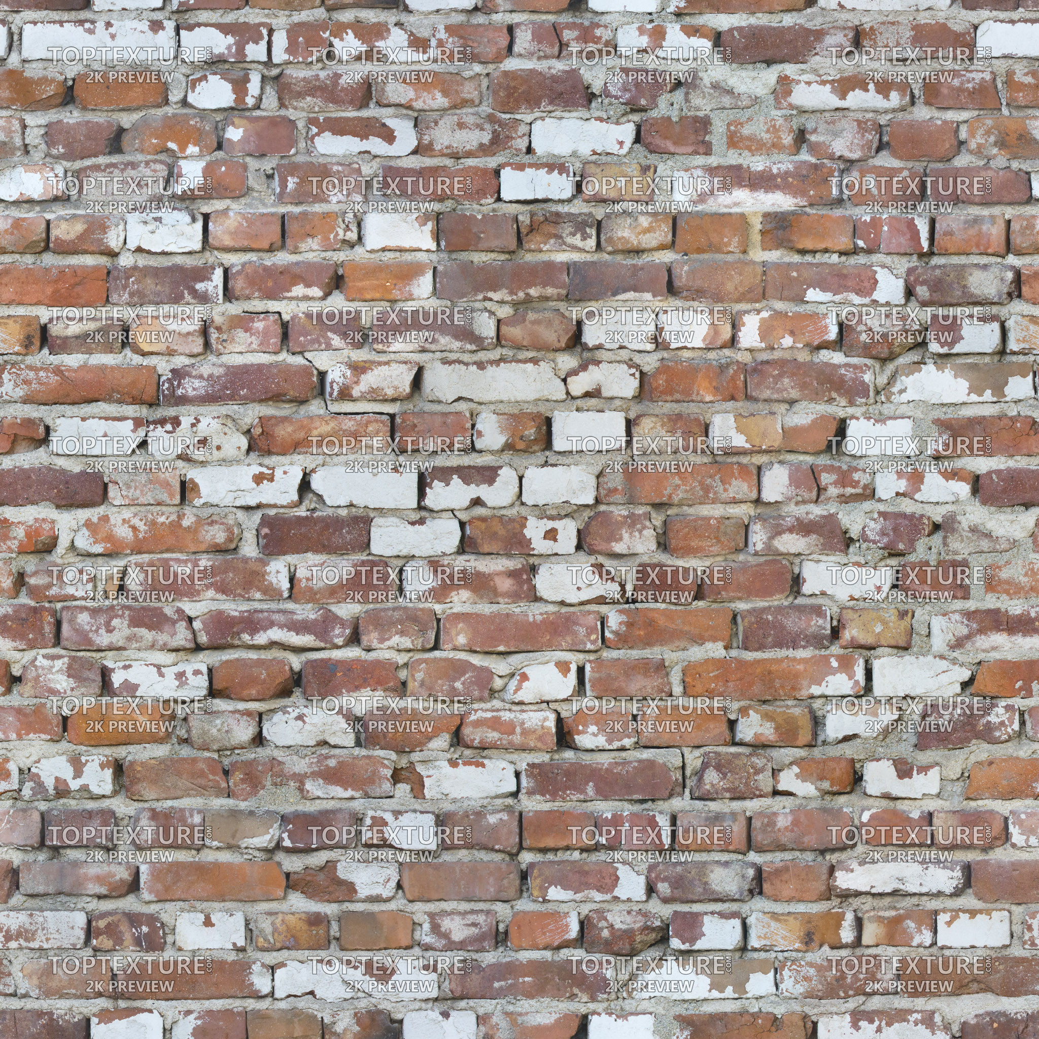 Old Peeled Clay Wall Bricks - 2K preview