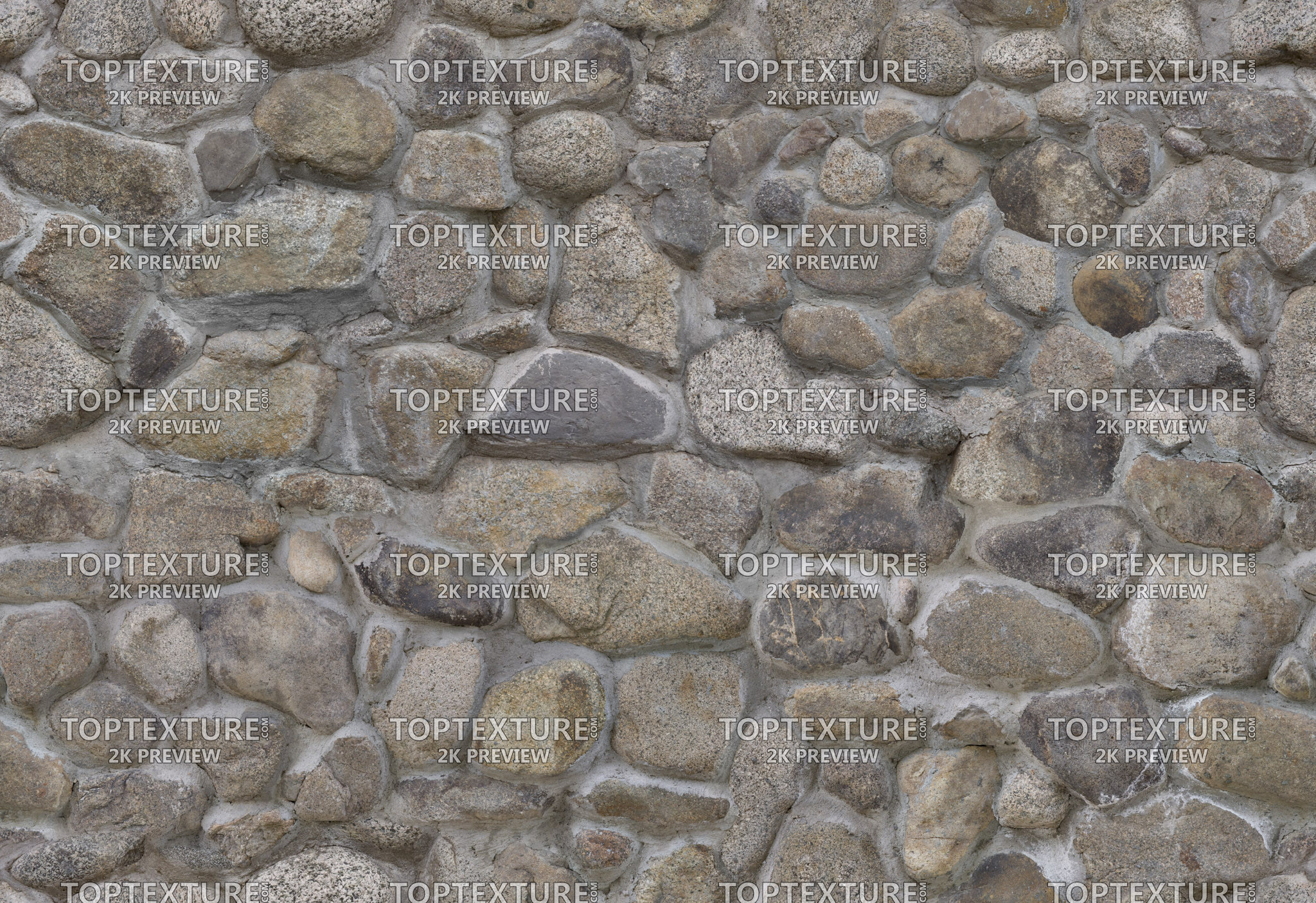 Old Varisized Cobblestone Wall - 2K preview