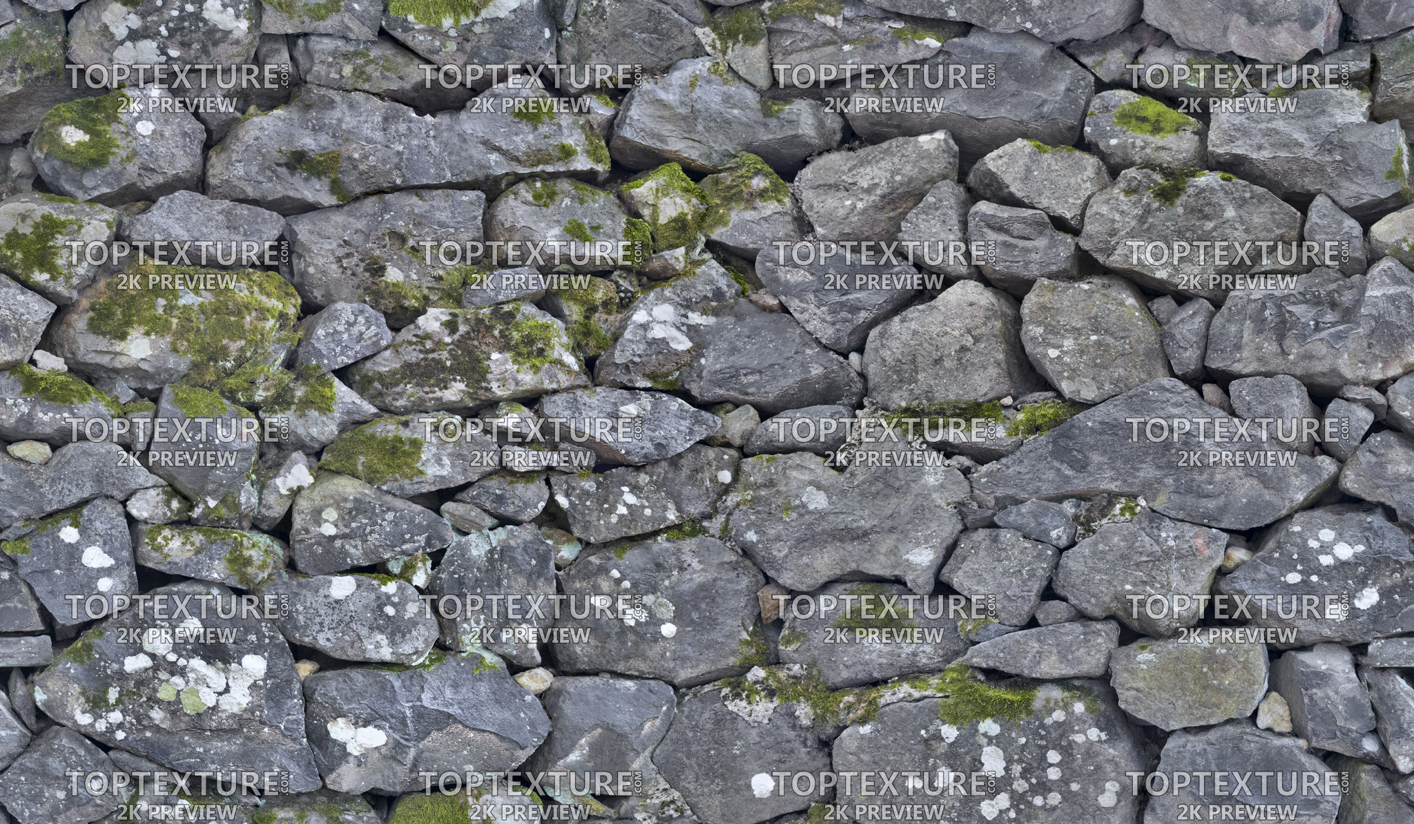 Mossy Dark Gray Stone Wall - 2K preview