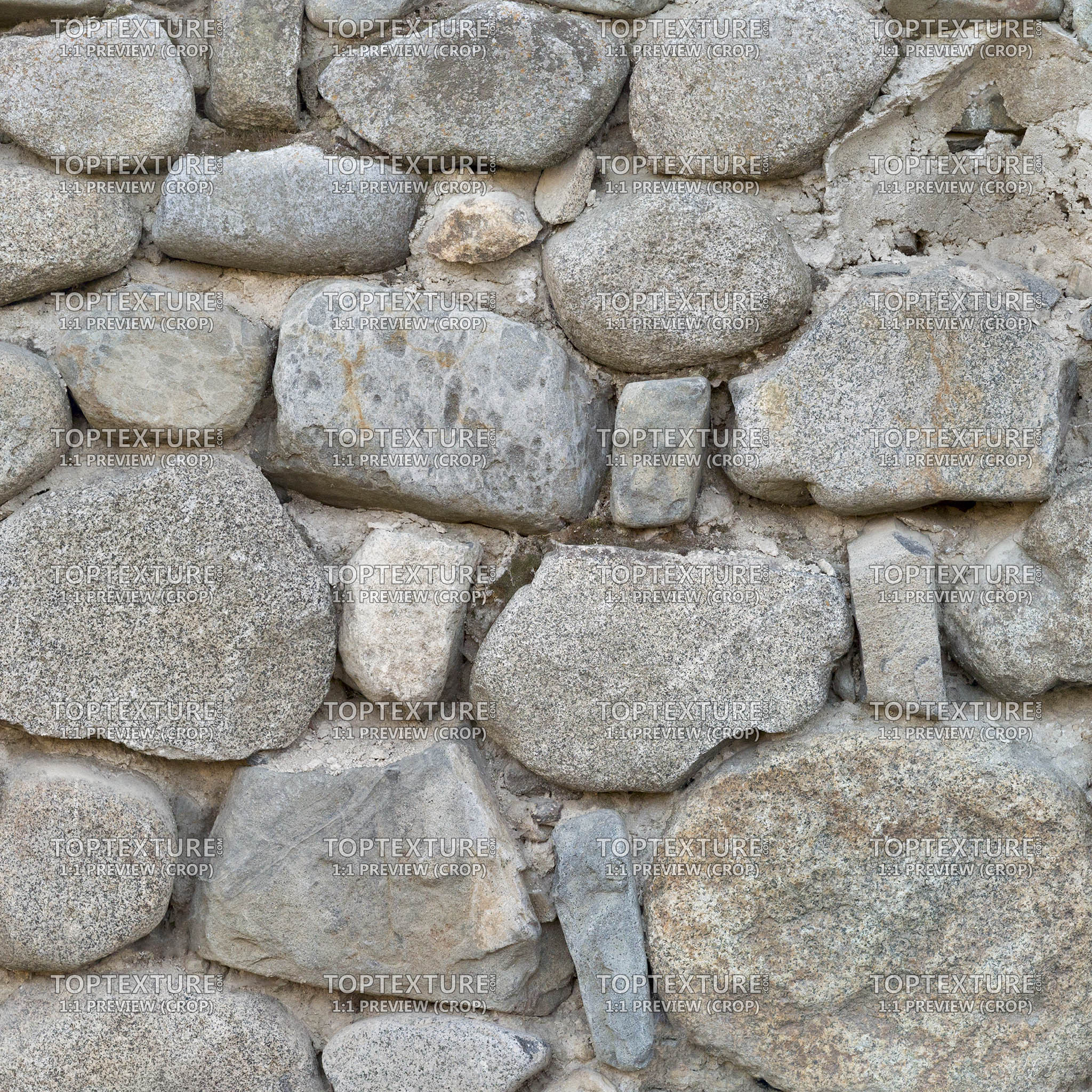 Very Long Wall of Round Stones - 100% zoom