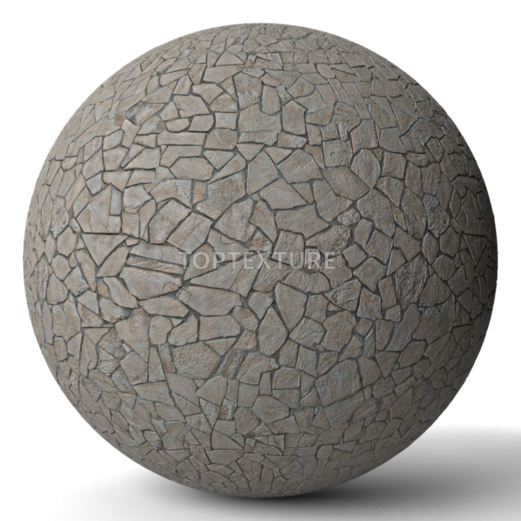 Irregular Shaped Beige-Brown Stone Tiles - Render preview