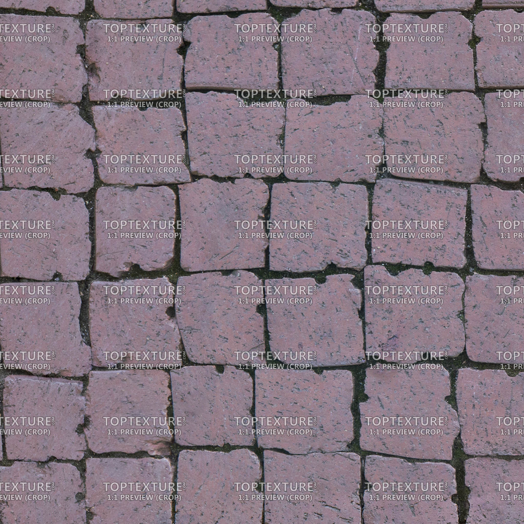 Red Square Stone Ground Bricks - 100% zoom