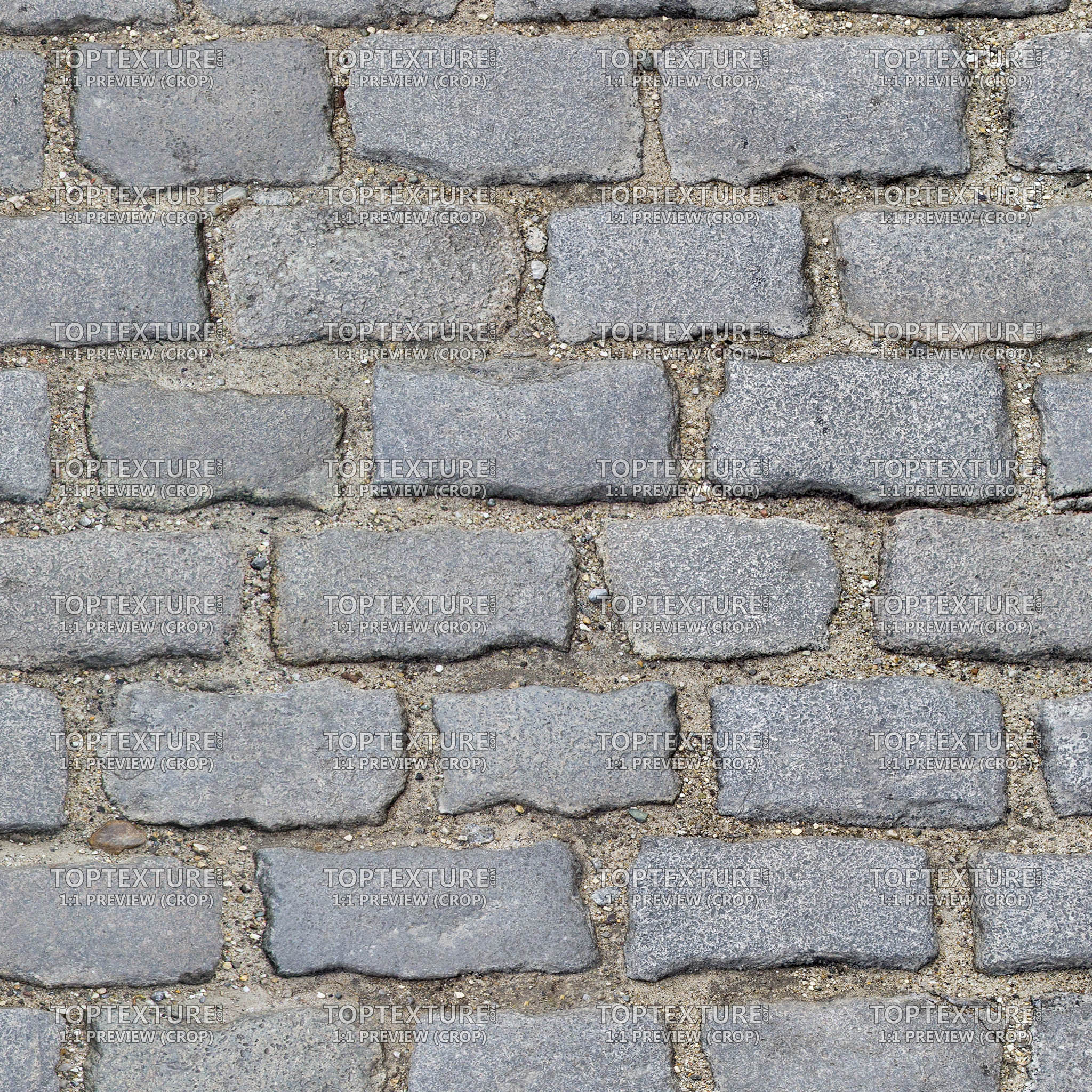 Rectangular Cobblestone Street Pavement - 100% zoom