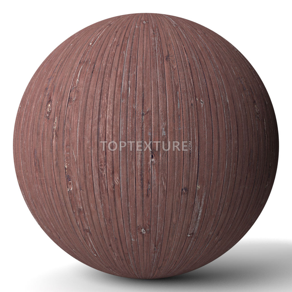 Dark Red Painted Aged Wood Planks - Render preview