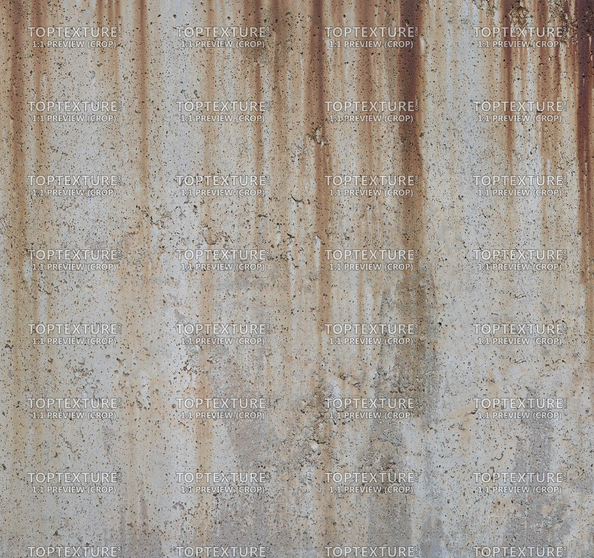 Rusty Leaking Grunge on Flat Concrete  Wall - 100% zoom