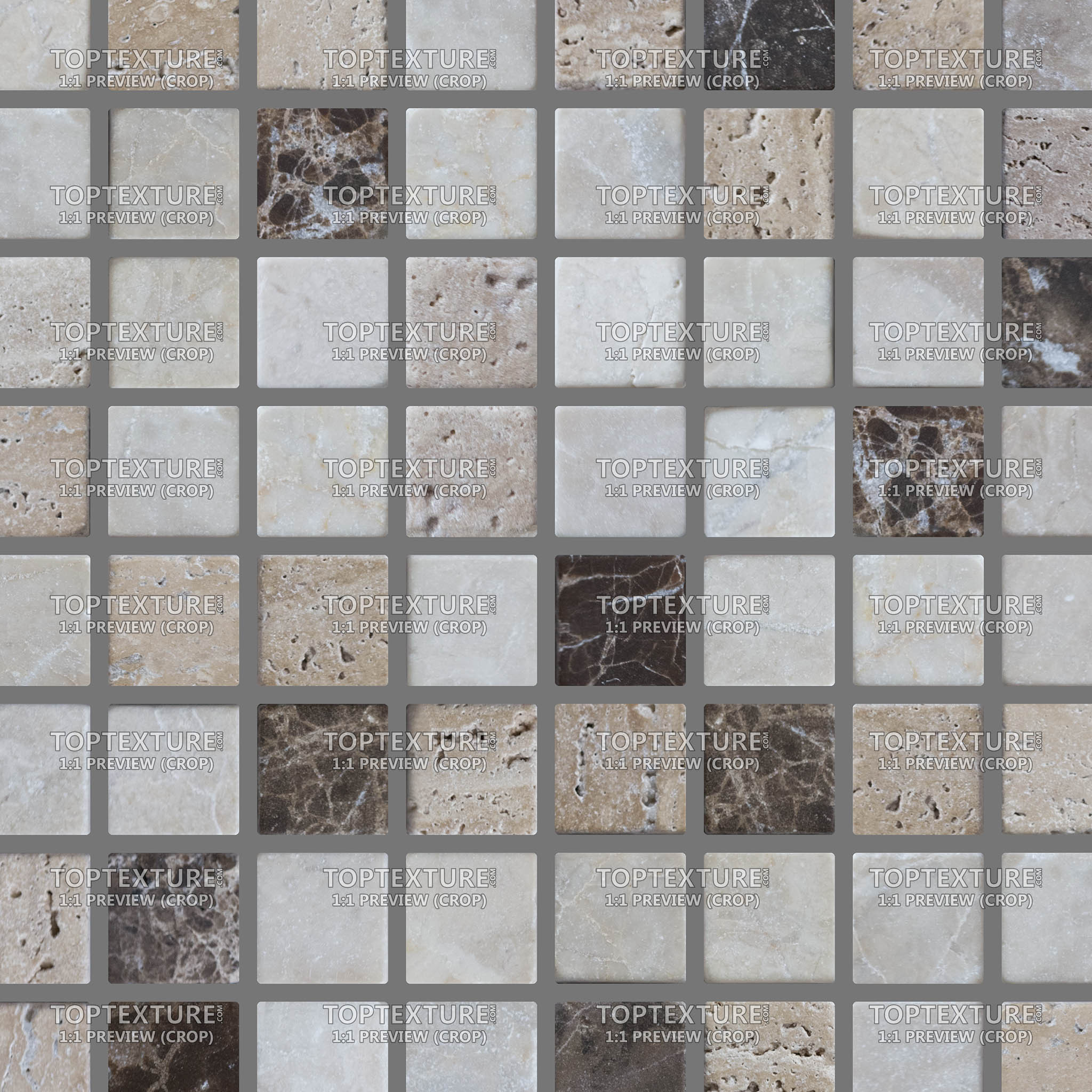 Small Square Beige and Brown Interior Tiles - 100% zoom