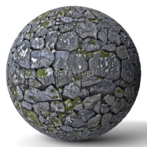Mossy Dark Gray Stone Wall - Render preview